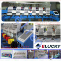 ELUCKY 2016 New Condition 6 Heads Flat /Cap/T-shirt Embroidery Machine